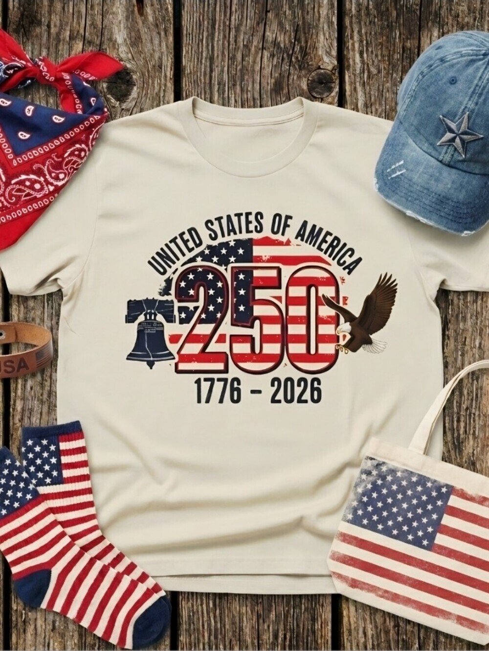 Unisex Patriotic 250th Anniversary Tee • USA 1776‑2026 Shirt • Liberty Bell